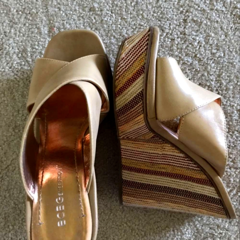 BCBG brown summer shoes heels